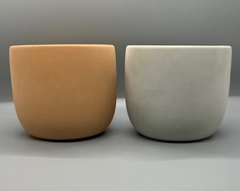 Small Concrete Planter Set of 2 | Minimalist plant Pot |  Boho Planter with Drainage | Modern Indoor Planter | Flower Pot | 2 Inch Pots