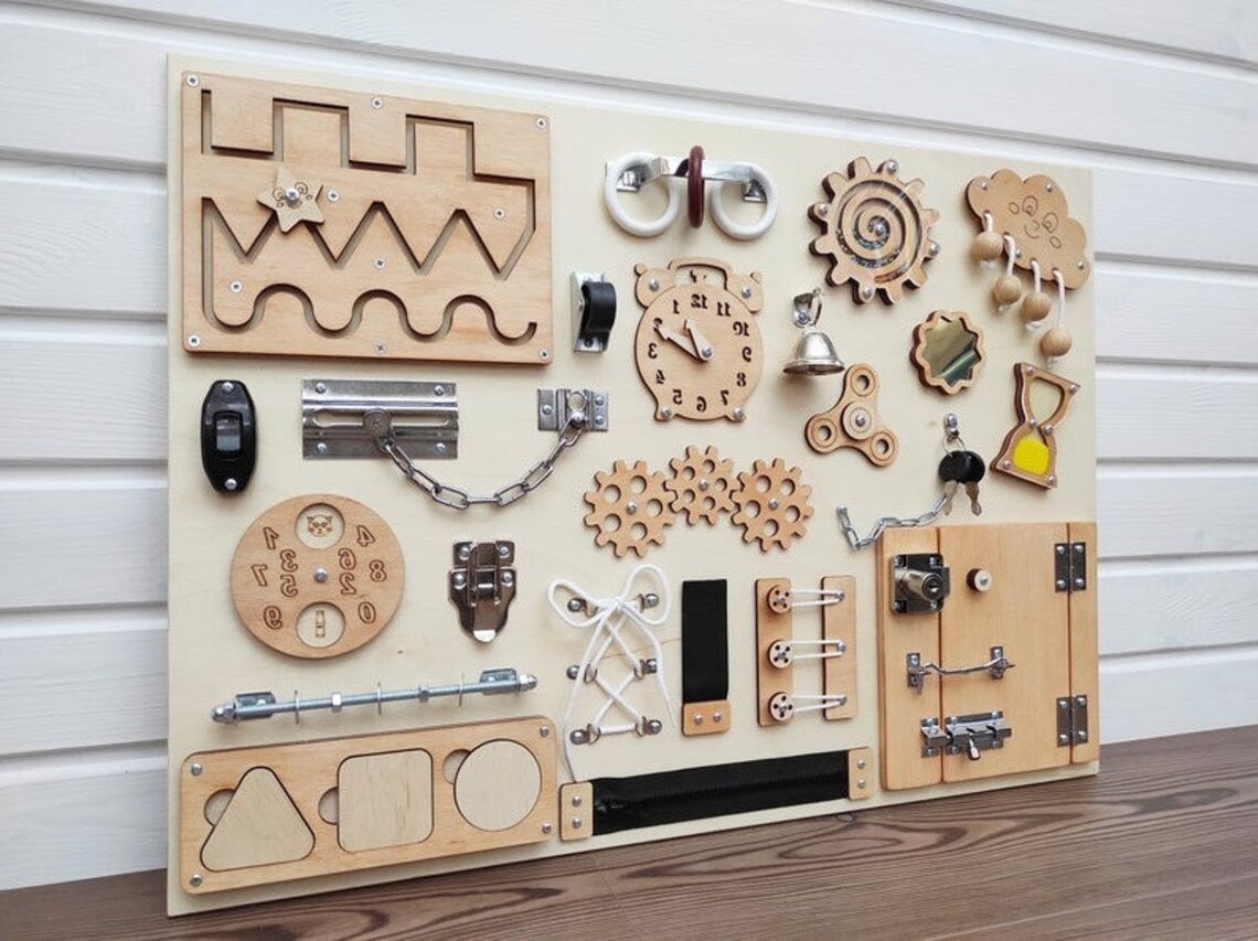 Wooden Sensory Board Busy Board Toddler Toy Baby Activity Etsy