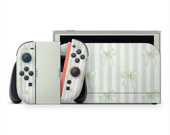 Vinilo adhesivo con lazos verdes suaves para Nintendo Switch 2
