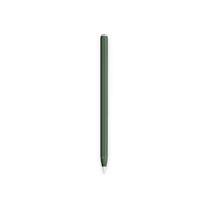 Op de afbeelding: Een donkergroene Apple Pencil met een witte punt.