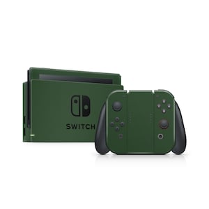 May include: A green Nintendo Switch console with matching Joy-Con controllers. The console has the Nintendo logo and the word "SWITCH" printed on the front.