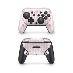 Adesivos para controle Nintendo Switch Pro com laços rosados