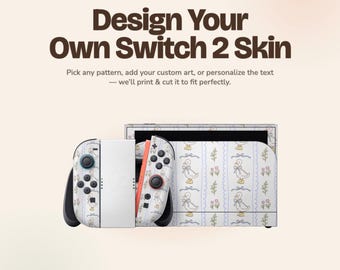 Vinilo personalizado para Nintendo Switch 2: diseña tu propio vinilo/pegatina personalizada para la consola, los Joy-Con y la base (NO es una carcasa rígida).