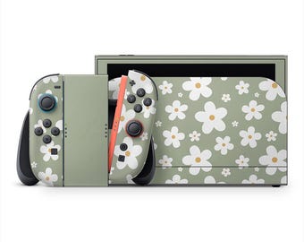 Pegatinas para Nintendo Switch 2 con diseño de margaritas verdes