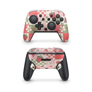 Strawberry Patchwork Nintendo Switch Pro Controller Decal Skins