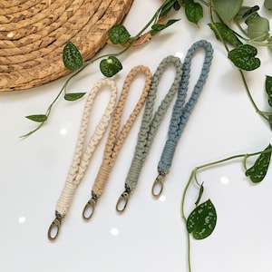 macrame wristlet lanyard for keys | soft on your hands! | boho accessory | woven | handmade | affordable gifts under 20