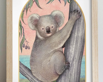 Koala Kunstdruck, Australische Wildtier Kunst, Wanddekoration