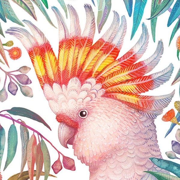 Major Mitchell's Cockatoo Art Print: Watercolor Bird Portrait