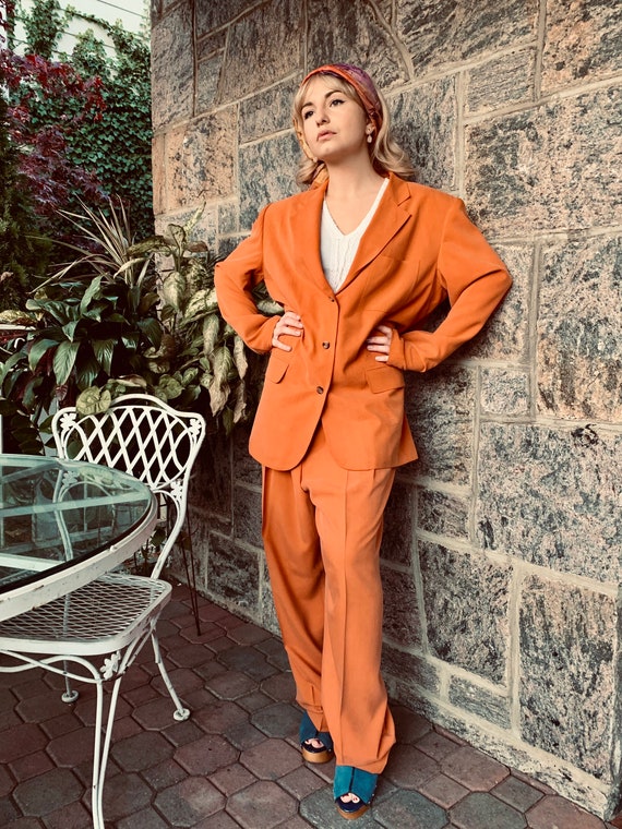 70’s orange silk suit