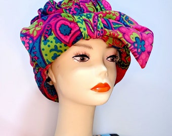 60’s paisley turban hat