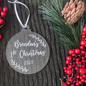 Baby&#39;s First Christmas Ornament  |  First Christmas Acrylic Ornament  |  Christmas Ornament | 1st Christmas | Personalized Ornament