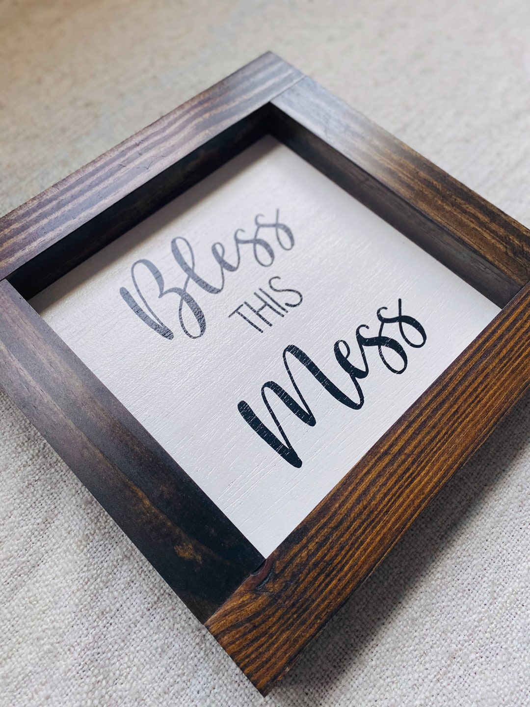 Bless This Mess Wood Sign Funny Wooden Sign Bless This Mess Shadowbox ...