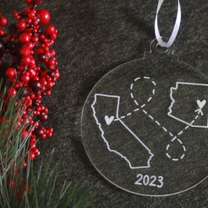 State to State Ornament | City to City Ornament | Long Distance Ornament | Personalized Ornament | Christmas Ornament |State Love Ornament