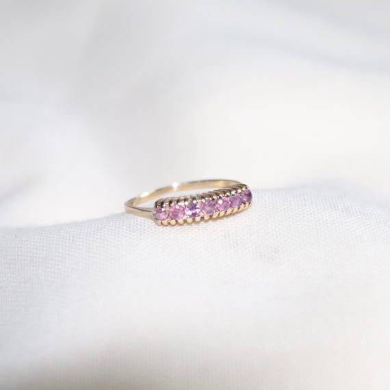 9ct Yellow Gold Ruby Row Claw Set Ring - image 2