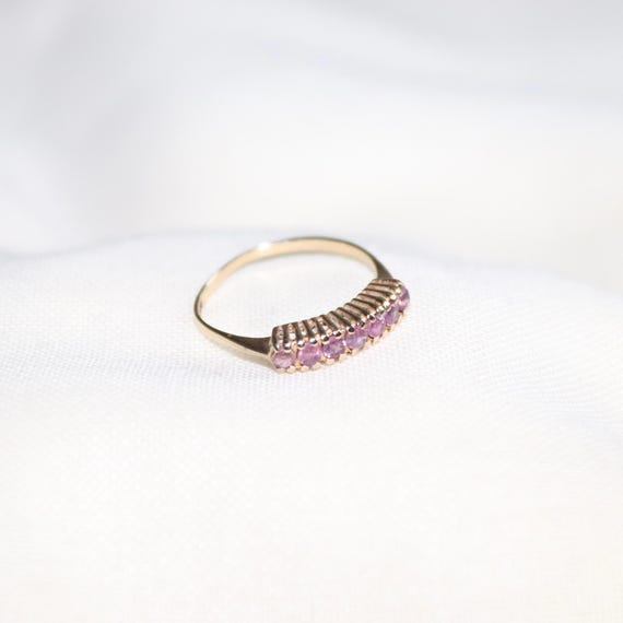 9ct Yellow Gold Ruby Row Claw Set Ring - image 6