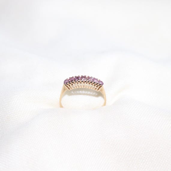 9ct Yellow Gold Ruby Row Claw Set Ring - image 8