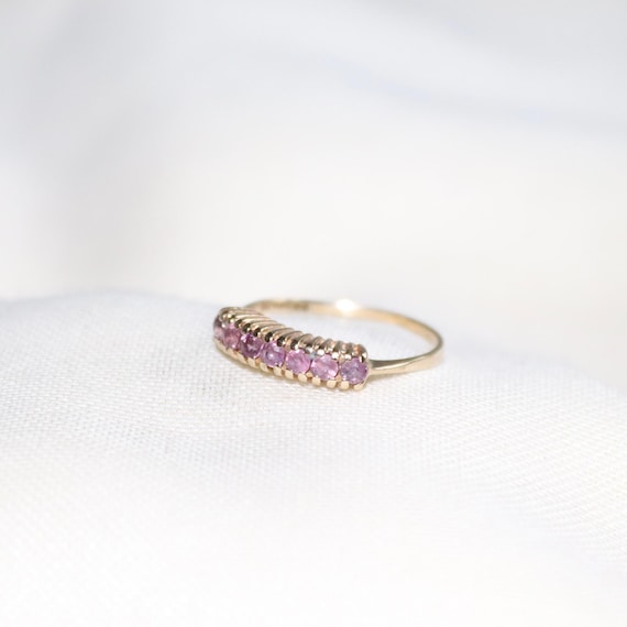 9ct Yellow Gold Ruby Row Claw Set Ring - image 3