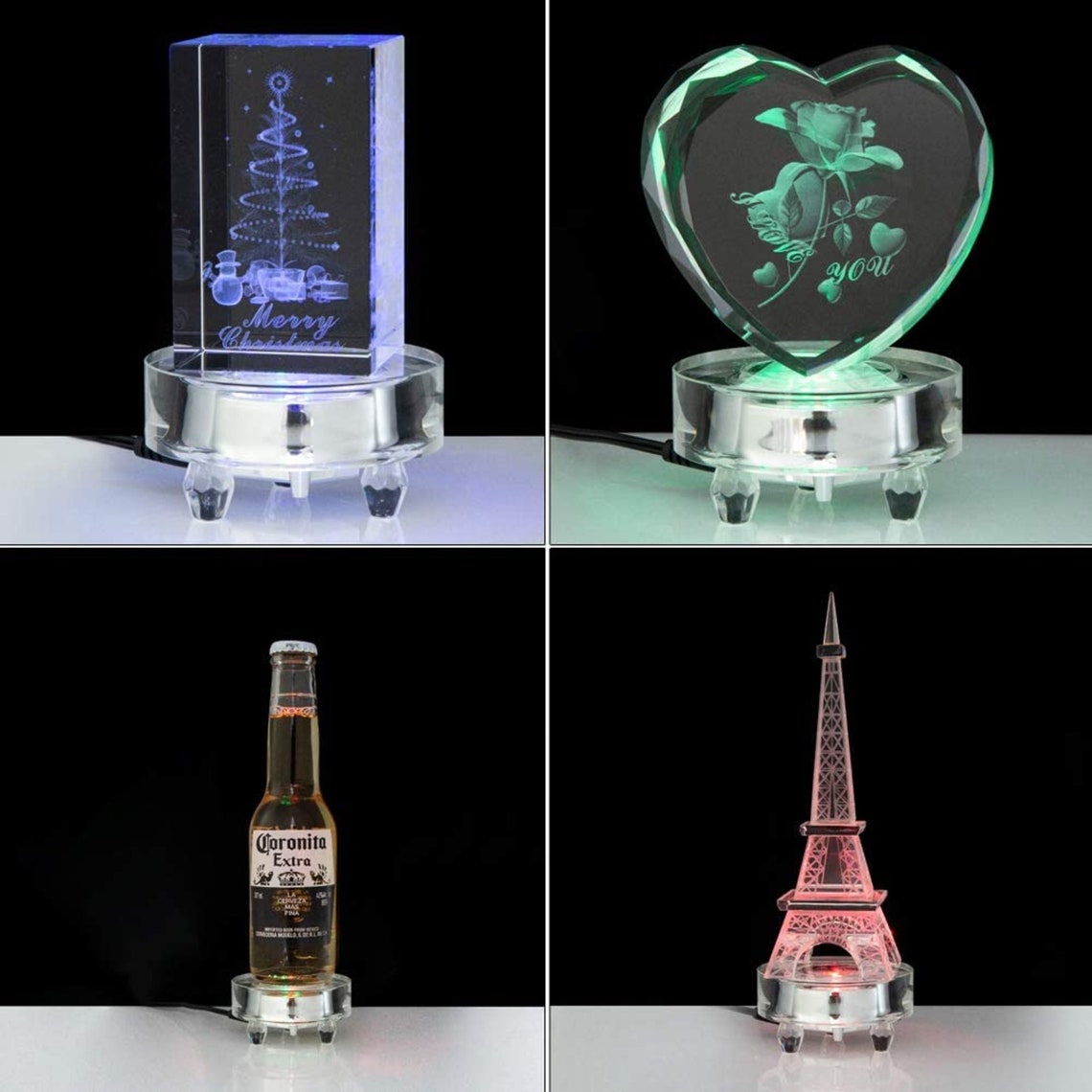 Crystal LED Light Base Multicolor Changing Pedestal Color Show Etsy