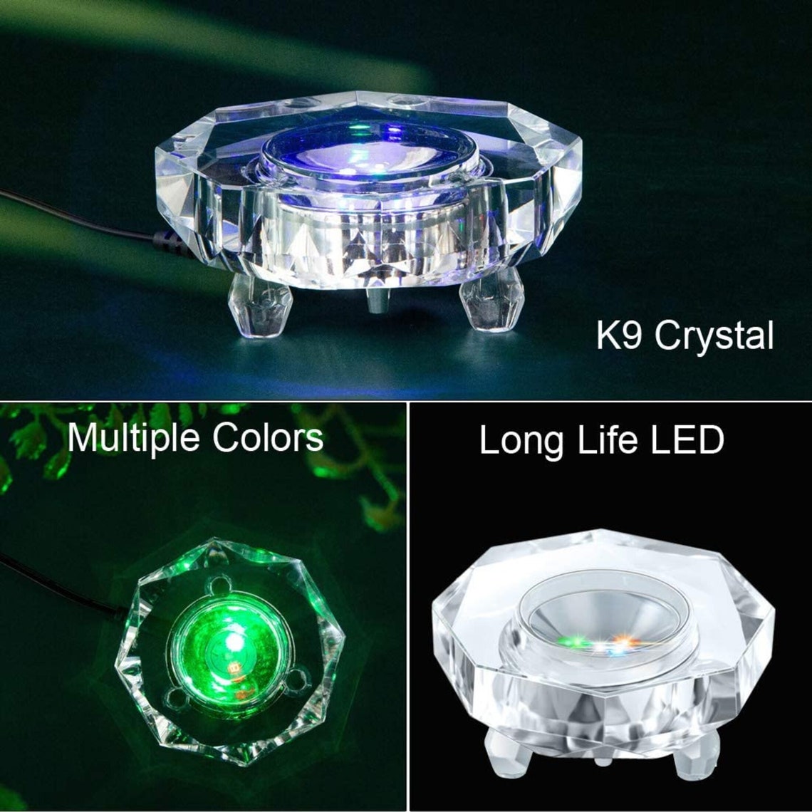 Crystal LED Light Base Multicolor Changing Pedestal Color Show Etsy