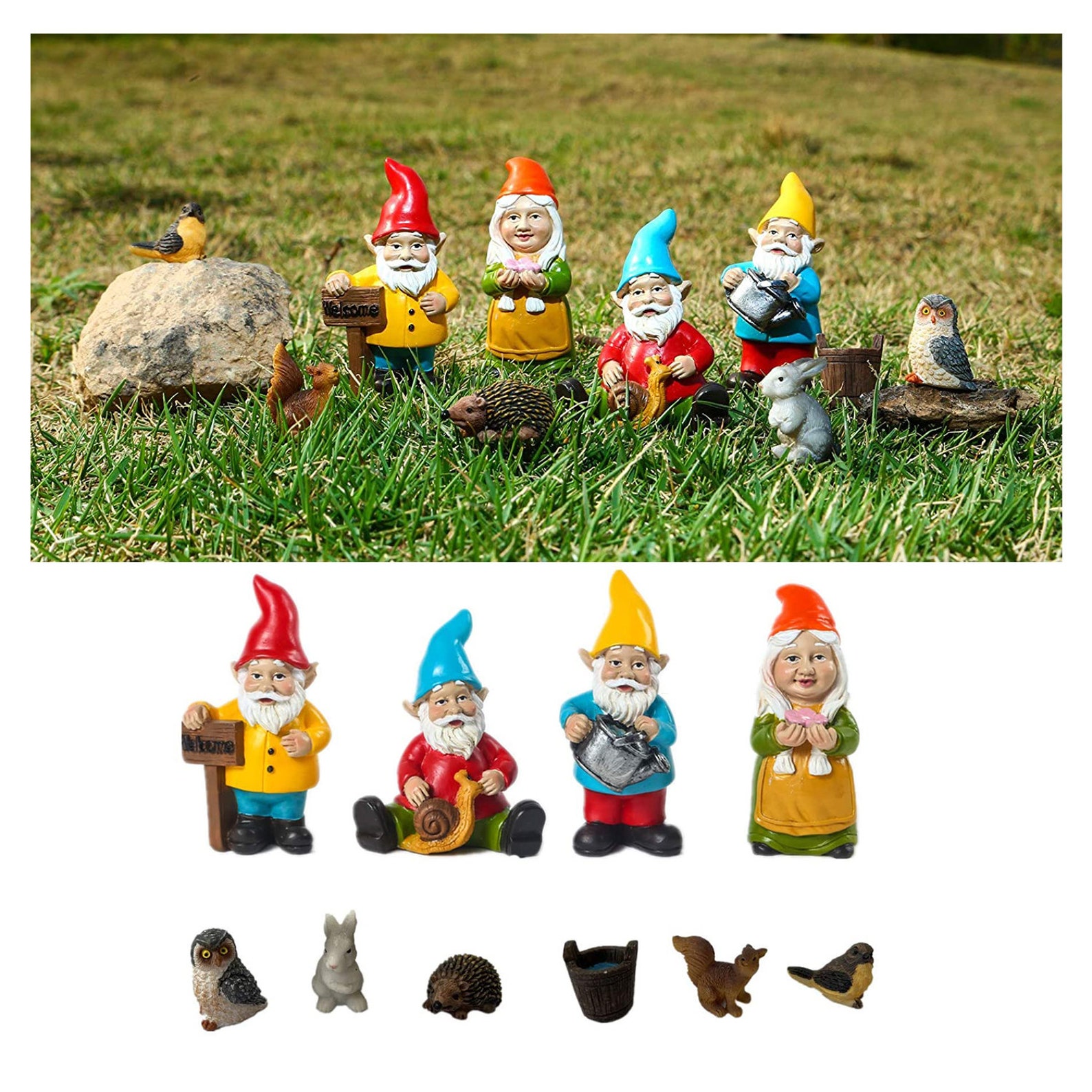Full set miniature gnome figurines Funny Garden Gnomes Cute Etsy
