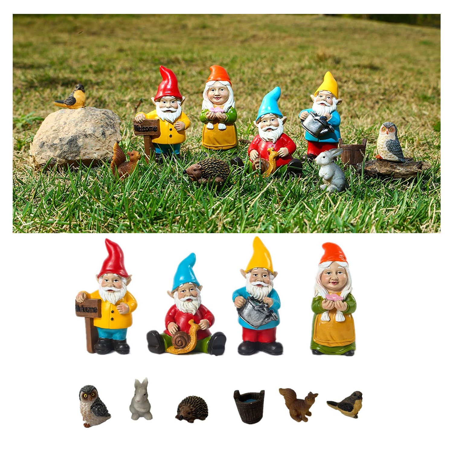 Full set miniature gnome figurines Funny Garden Gnomes Cute Etsy
