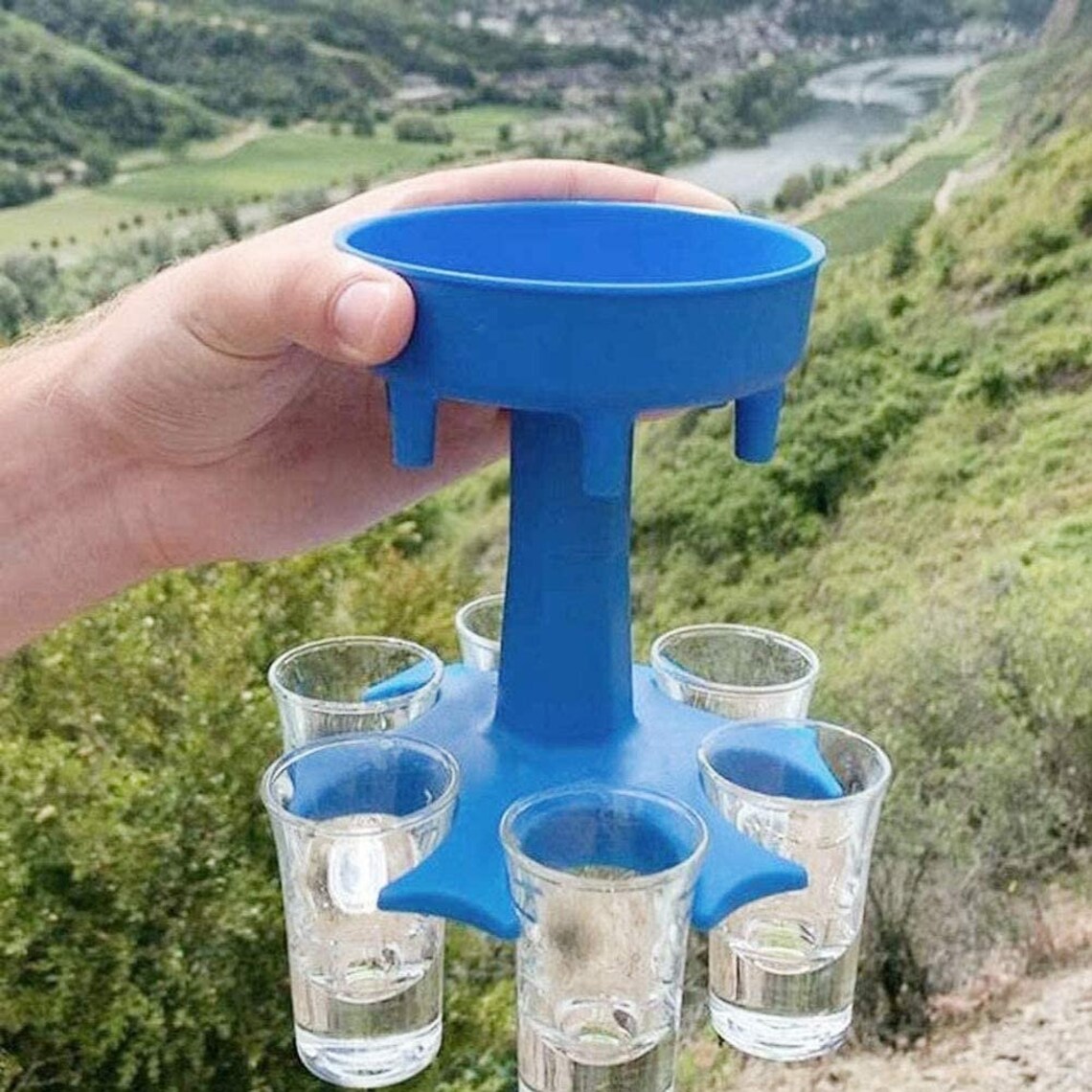 Six Shot Glass Dispenser Holder Set Bar Multiple Shot Cocktail Etsy