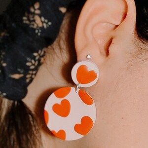Cheetah Print CLAY EARRINGS Polka Dot Hearts Oval Valentines marbled Studs Valentines Stud Earrings