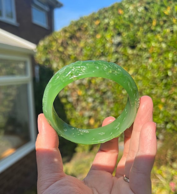 Certified Natural Grade A Chinese Hetian Jade Nephrite Jade Bangle Bracelet 59.1mm Etsy