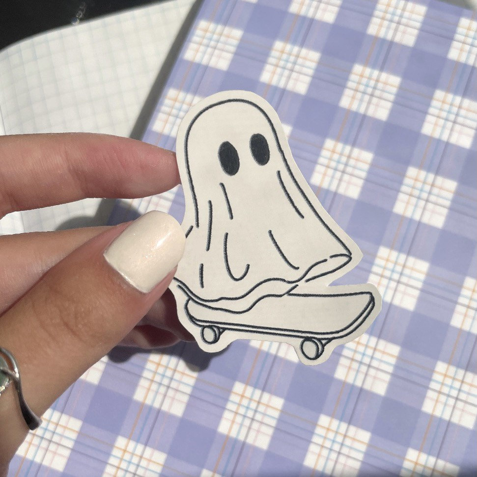Skating Ghost Vinyl Sticker