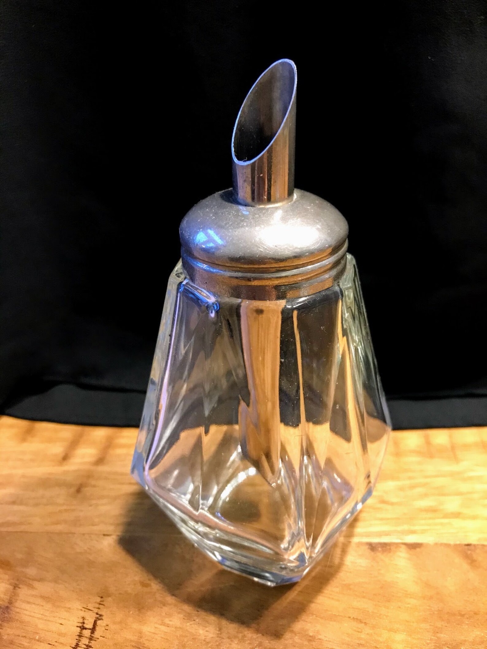 3 vintage sugar dispensers heavy glass with silvertoned Etsy