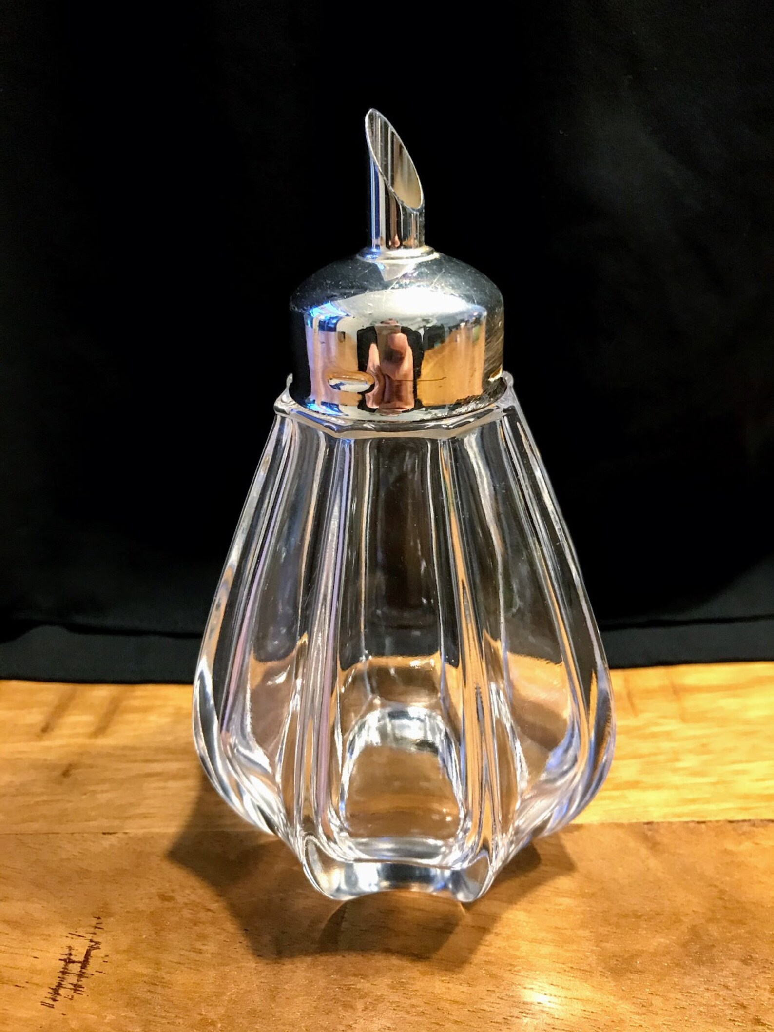 3 vintage sugar dispensers heavy glass with silvertoned Etsy