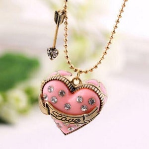 Betsy Johnson Pink Enameled Heart Locket with Key Ring Inside Betsy Johnson