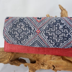 Sac à main de chanvre | Plum Purple portefeuille de chanvre long | Sac à main long | Indigo Batik Portefeuille | Portefeuille fait main | Portefeuille long