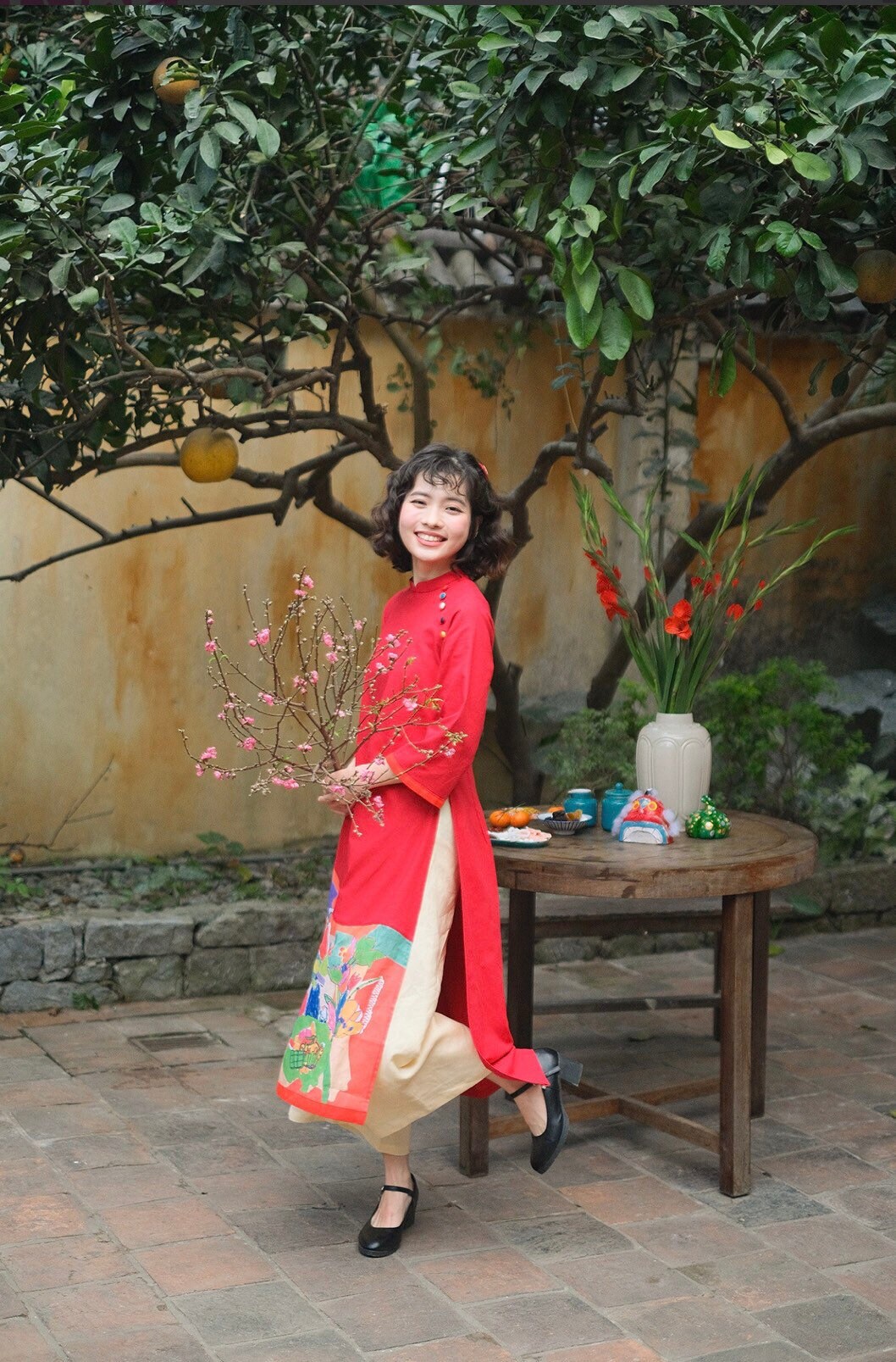 Red Vietnamese Ao Dai Linen Ao Dai Ao Dai Vietnamese Etsy