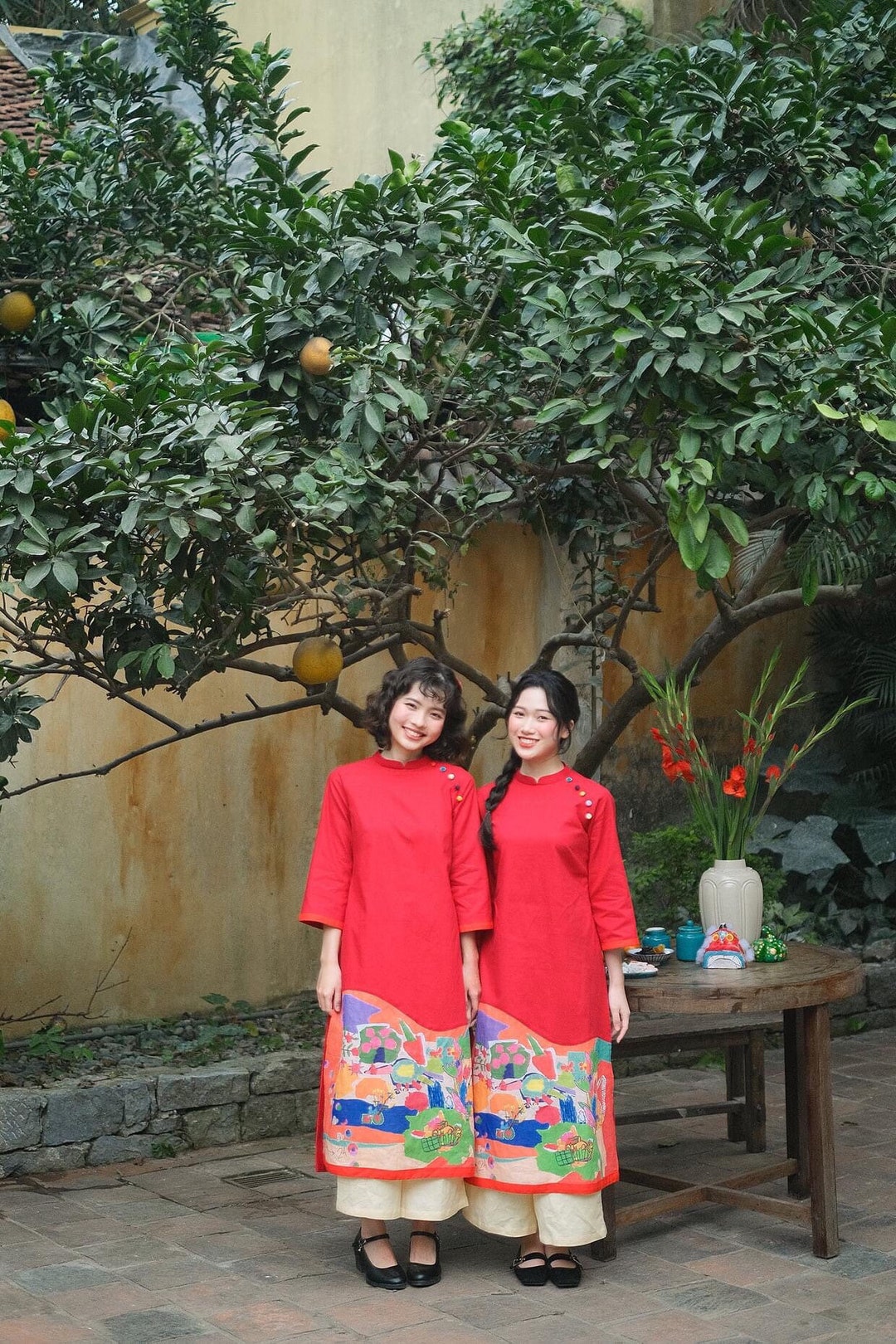 Red Vietnamese Ao Dai Linen Ao Dai Ao Dai Vietnamese Etsy