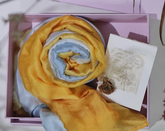 Handwoven Linen Silk Scarf – Sunrise Ombre Shawl- Vietnamese Craft