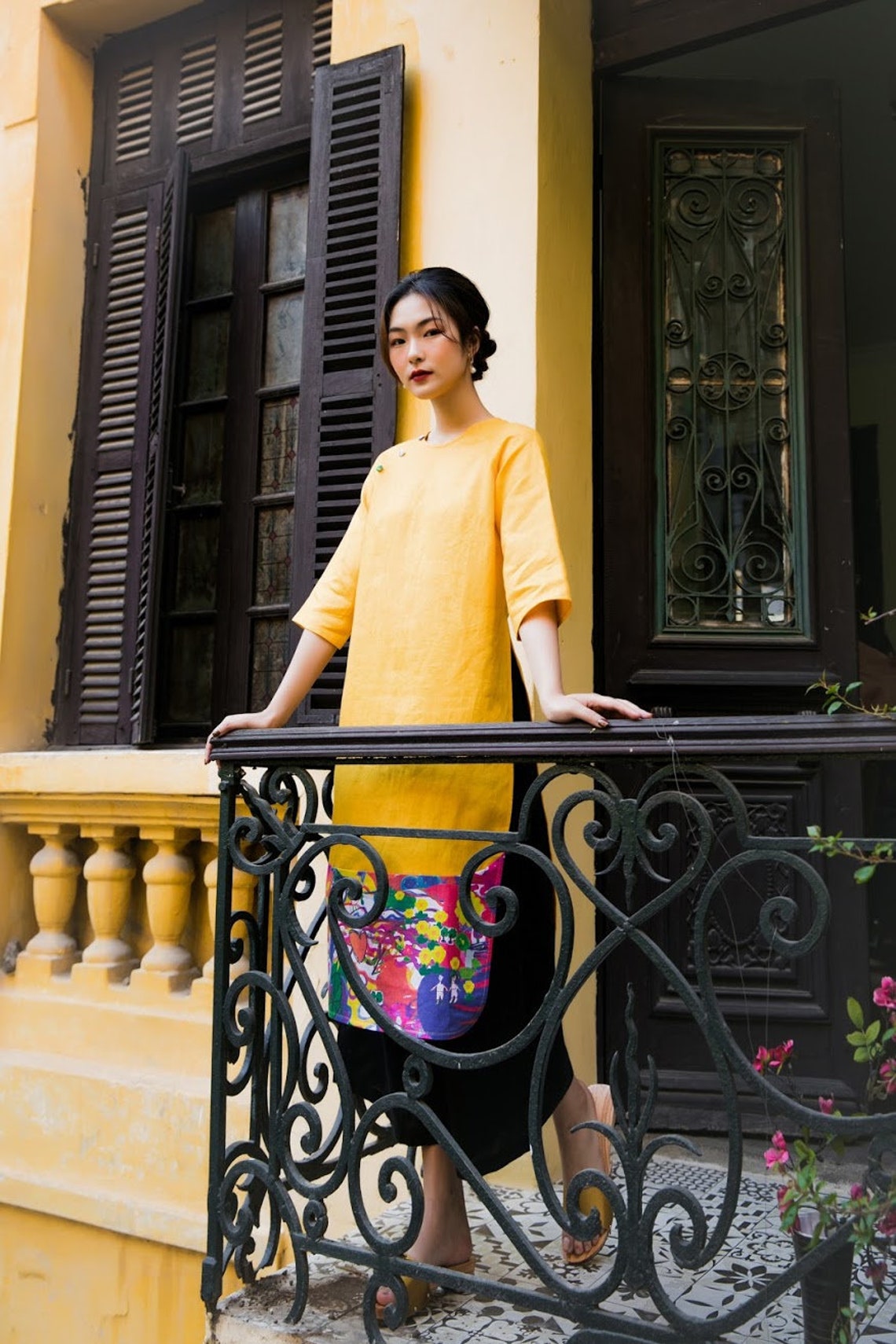 Vietnamese Ao Dai Linen Ao Dai Linen Fashion Ao Dai Etsy