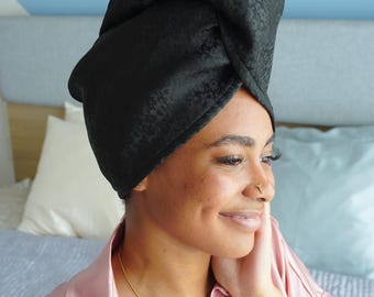 Customized Silk Hair Drying Towel, Personalized Silk Hair Wrap, Natural Dyed Anti Frizz Hair Towel,  Silk Turban, Quick Drying, Gift For Her