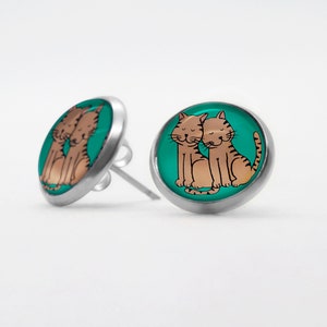 CATS earrings - Glass - cabochon