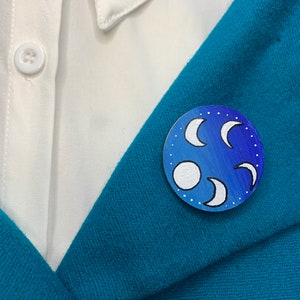 Wooden Brooch Pin HANDPAINTED