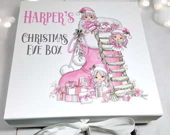 Girls Pink Christmas Eve Box, Girls Christmas Box, White Christmas Eve Box, Gift Box for Kids, Christmas Box