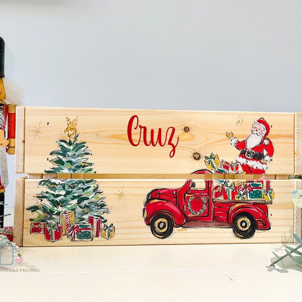 Personalised Santa Christmas Eve Crate, Christmas Box, Wooden Christmas Crate, Wooden Christmas Box