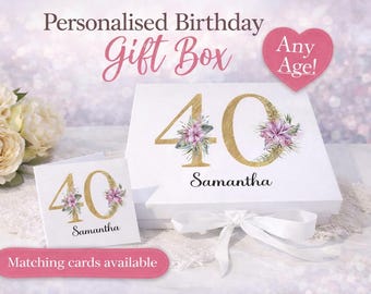 Personalised Birthday Gift Box Any Age | Custom Name & Number Box | 18th 21st 30th 40th Birthday Gift | UV Printed Keepsake Box