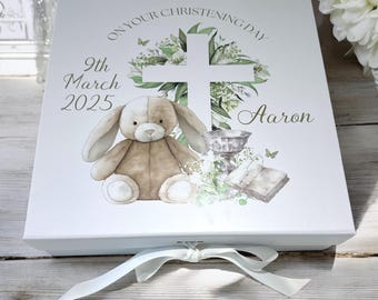Personalised Christening Keepsake Gift Box, Christening Gift for Boys or Girls, Unisex Christening Gift, Neutral Christening Memory Box,