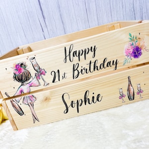 Birthday Crate, Personalised Birthday Crate, Wooden Crate, Birthday Gift Box, 16th, 18th,21st, 30th 40th, 50th, 60th Birthday Gift Ideas