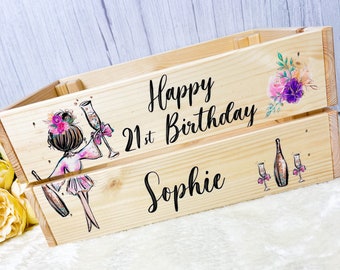 Birthday Crate, Personalised Birthday Crate, Wooden Crate, Birthday Gift Box, 16th, 18th,21st, 30th 40th, 50th, 60th Birthday Gift Ideas