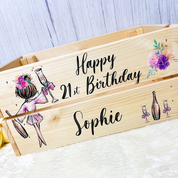 Birthday Crate, Personalised Birthday Crate, Wooden Crate, Birthday Gift Box, 16th, 18th,21st, 30th 40th, 50th, 60th Birthday Gift Ideas