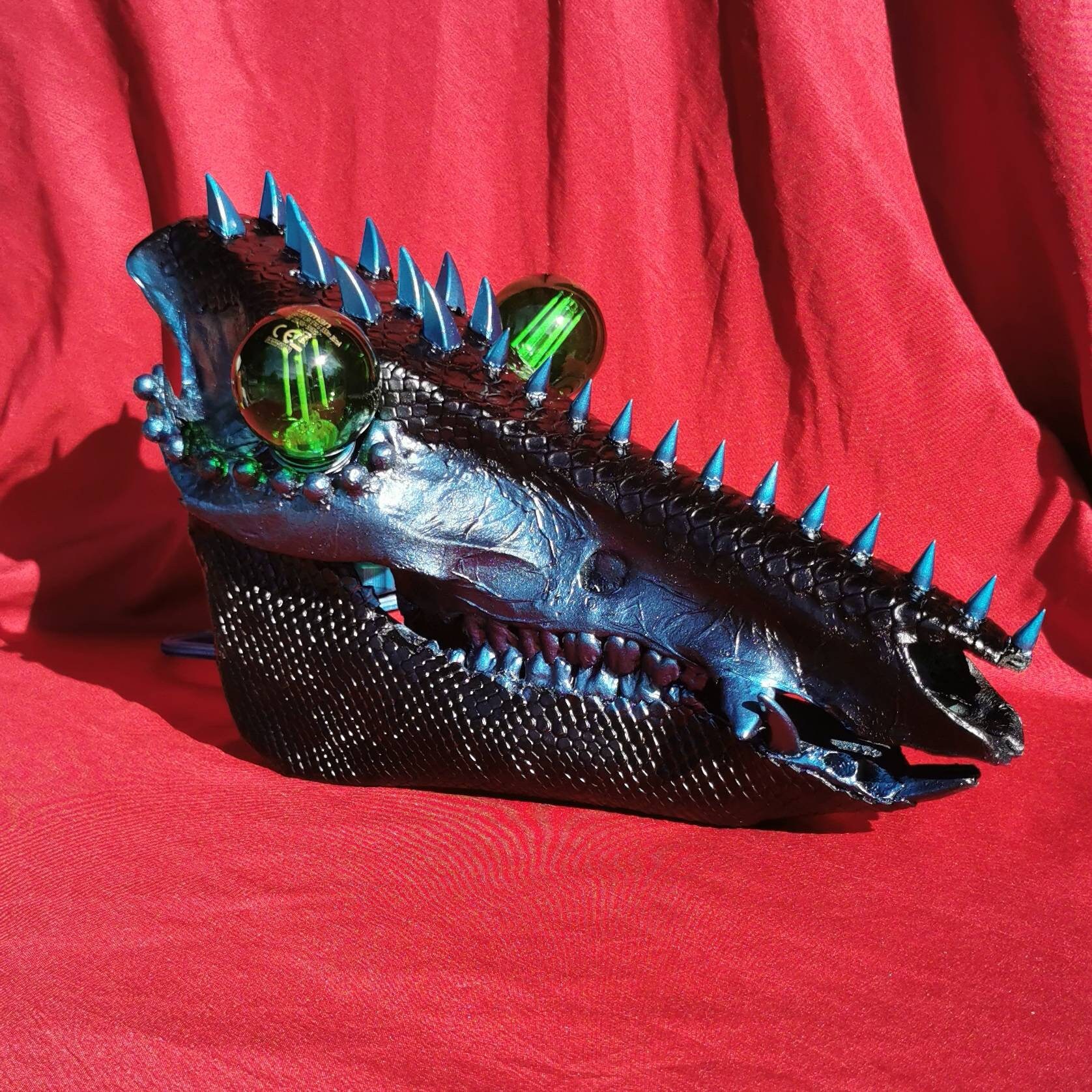 Crâne Lampe Dragon - Green Skull Lamp Light