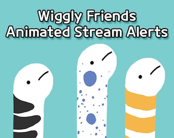 Alertas de transmisión animadas de Wiggly Friends: anguilas de jardín, gusanos, serpientes