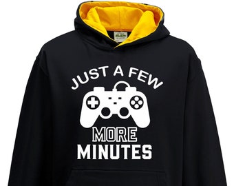 Gamer Gifts Just A Few More Minutes Boys Girls Xmas Christmas Gifts Presents Gaming Hoody Hoodie Game Internet Gamer